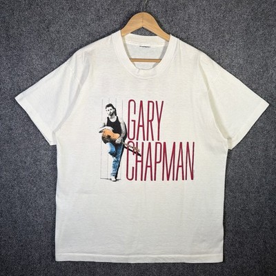 Vintage Gary Chapman Shirt Mens Large White 80s 1988 Everyday Man Band Guitar