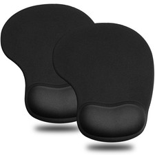 JIKIOU Mouse Pad, 2 Pack Ergonomic Pads with 9 x 7.5 x 0.79 in, 01Black