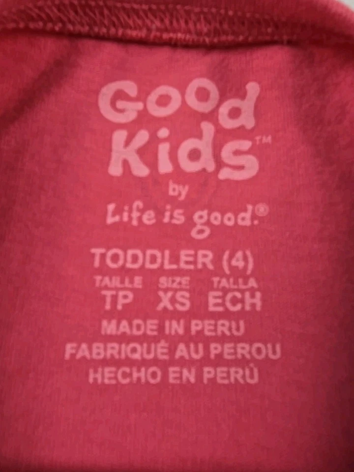 Camiseta rosa Life is Good para niñas pequeñas 4T Hello Sunshine Flower 100 % algodón Foto 2 de 4