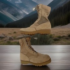Vibram Men’s Size 11 Suede Canvas Desert Tan Military Combat Boots Made In USA