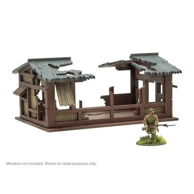 Pacific Theatre Small building ruins MDF Terrain - Bolt Action - Brand New