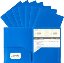 Plastic Folders with Pockets 7 Pack, Blue , Durable Heavy Duty File Folders wit