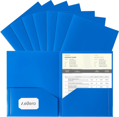 Plastic Folders with Pockets (7 Pack, Blue), Durable Heavy Duty File Folders wit
