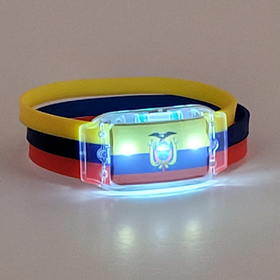 Национальный флаг светодиодный силиконовый браслет зарево ЭКВАДОР - новый - Изображение 4 из 4