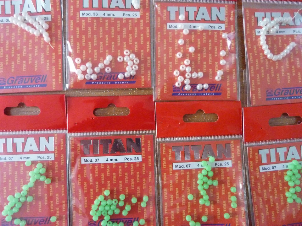 Lot 140 paquets de 25 perles TITAN GRAUVELL peche surfcasting mer bateau traine - Imagem 4 de 4