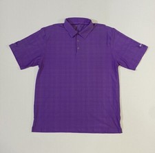 Mens Nike Golf Short Sleeve Polo Shirt Purple Dri Fit Performance size Large