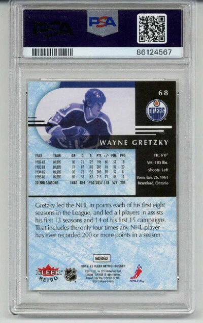 2012 FLEER RETRO #68 WAYNE GRETZKY CARD EDMONTON OILERS PSA 10 LOW POP VERY RARE - Image 2 of 2