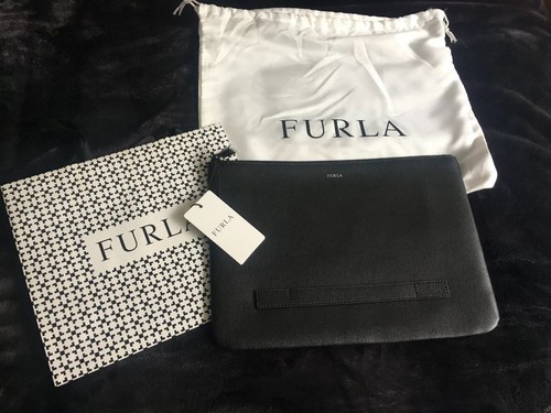 Furla Borsa pochette portadocumenti nera nuova con etichetta e dust bag |  eBay