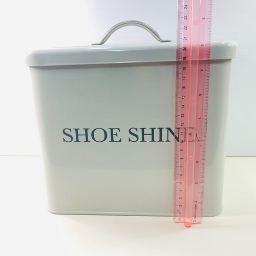 Heaven In Earth Box Tin Shoe Shine Storage Cream Grey Rectangular With Lid - Picture 11 of 17