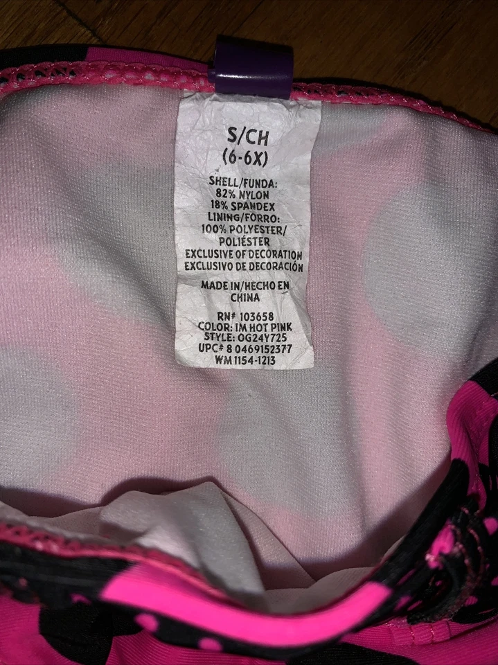 Bikini Tankini Niña OP Ocean Pacific ROSA INTENSO Y NEGRO a Lunares 6 6X S ❤️tb11j14 Foto 4 de 4