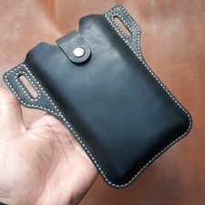 Genuine Cow Leather Waist Cellphone Bag Men Vintage Portable Belt Mobile  Case