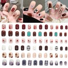 24PCS Fake Nails Reusable Stick On Nail Press On Full Cover False Nail Art Tips_