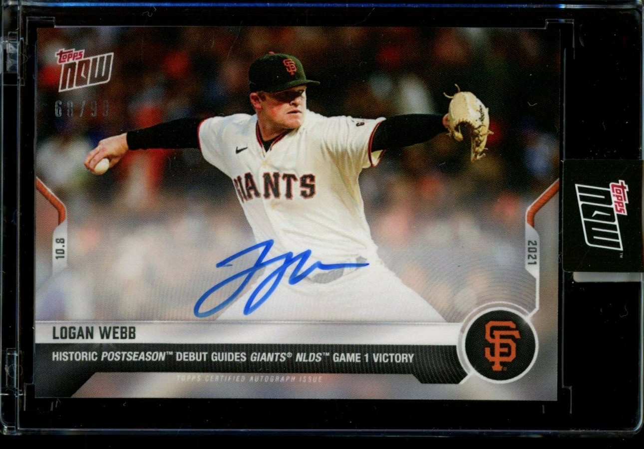 2021 Topps Now Logan Webb Auto Autograph #938A #d 68/99