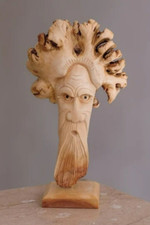 Wooden Old Man Statue, Tree Man, Beard, Wood Carving, Face Sculpture, Art, Gift