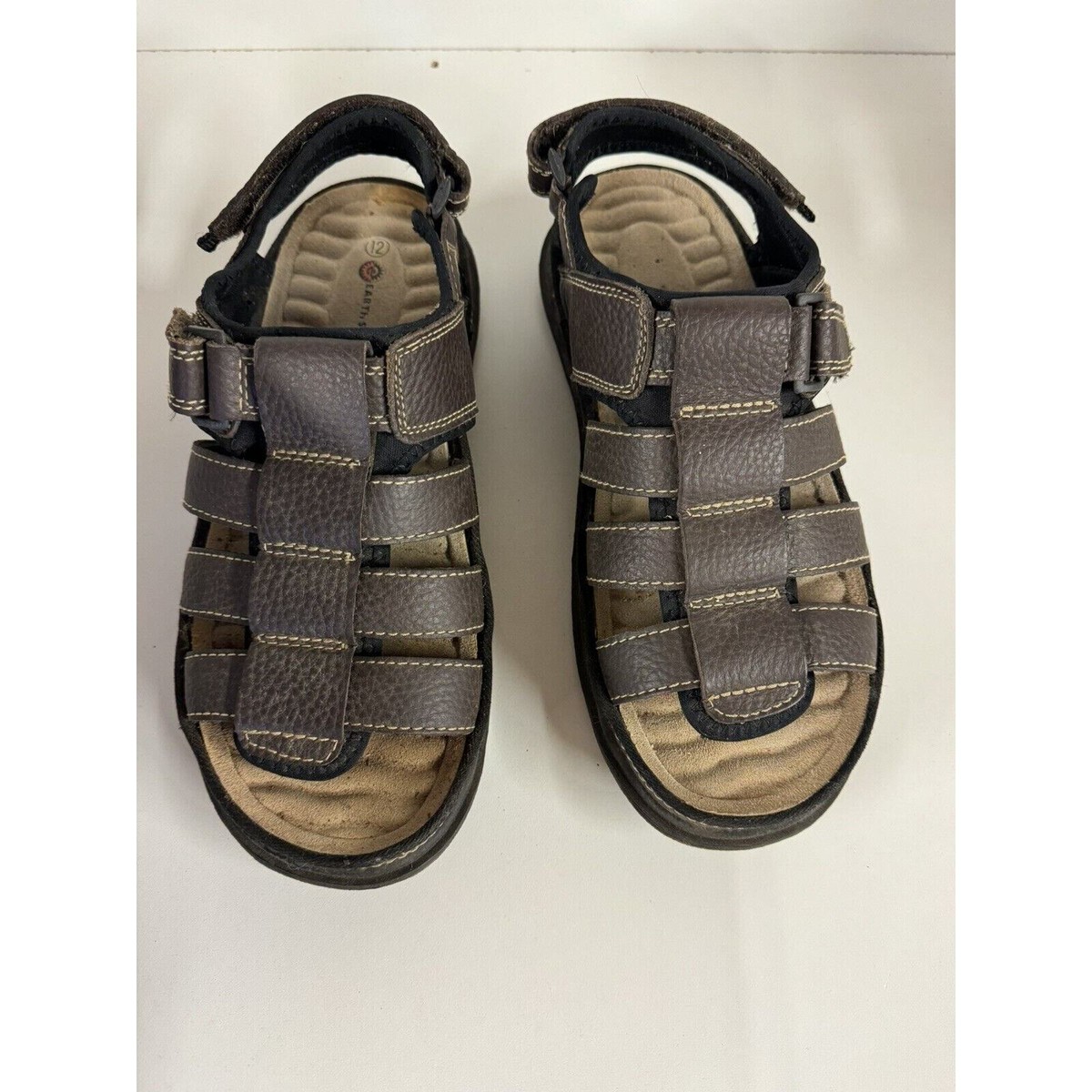 Earth Shoe Mens 12 Canyon Fisherman Brown Leather Sandals 