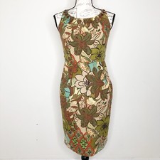Eliza J Linen Blend Tropical Floral Sleeveless Sheath Dress size 4
