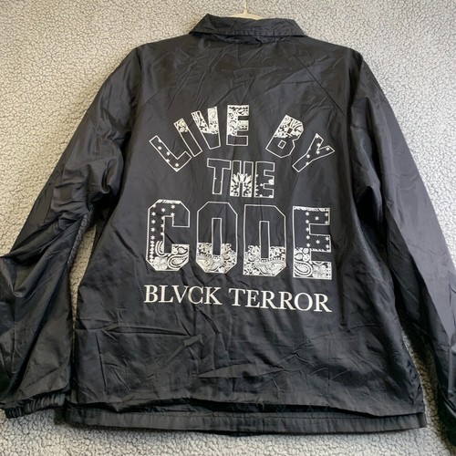 RARE 2010s Terror Early Punk Band Bomber Jacket Mens M Hardcore Live By The Code - Bild 11 von 11