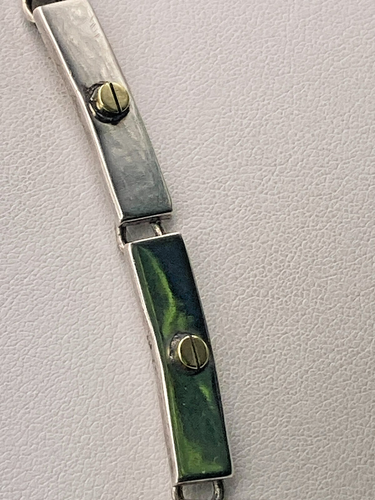 Gargantilla collar de plata esterlina vintage Taxco México cabeza de tornillo y barra 16” 60 g - Imagen 6 de 9