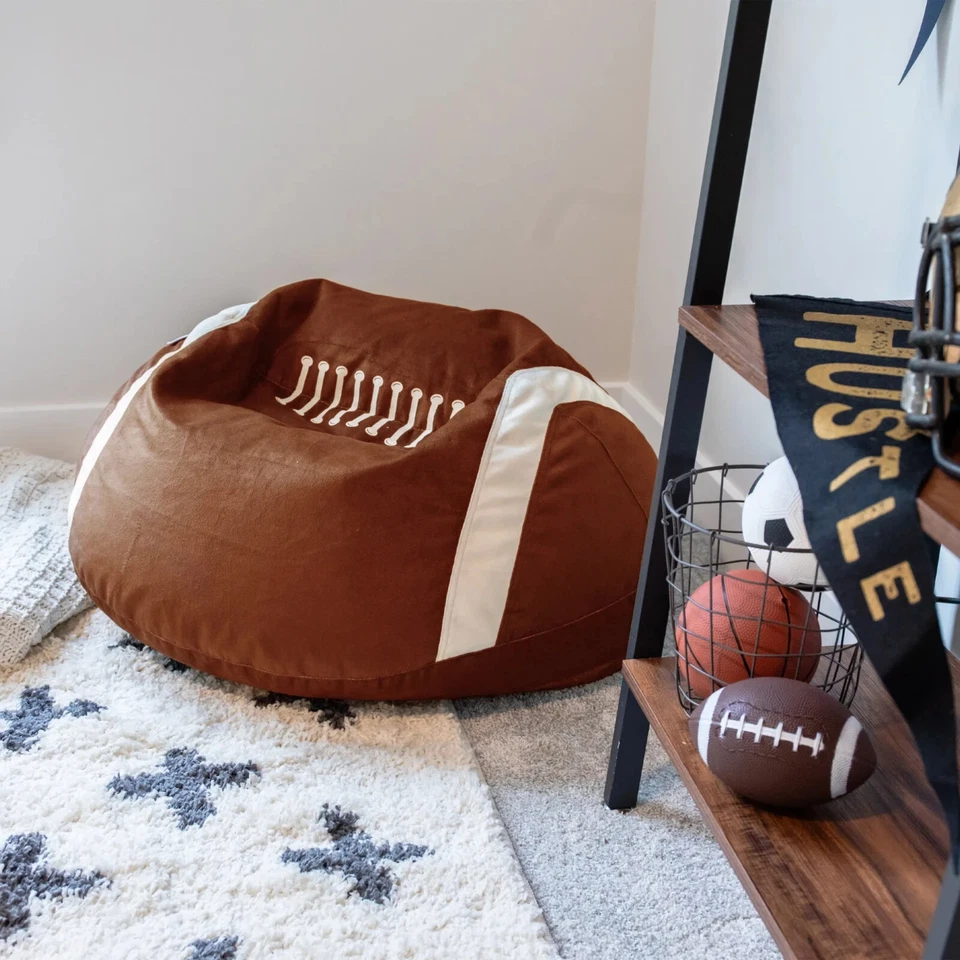 Silla bolsa de frijoles de fútbol americano para niños adolescentes felpa suave deportivo asiento de pelota regalo dormitorio dormitorio Foto 4 de 4