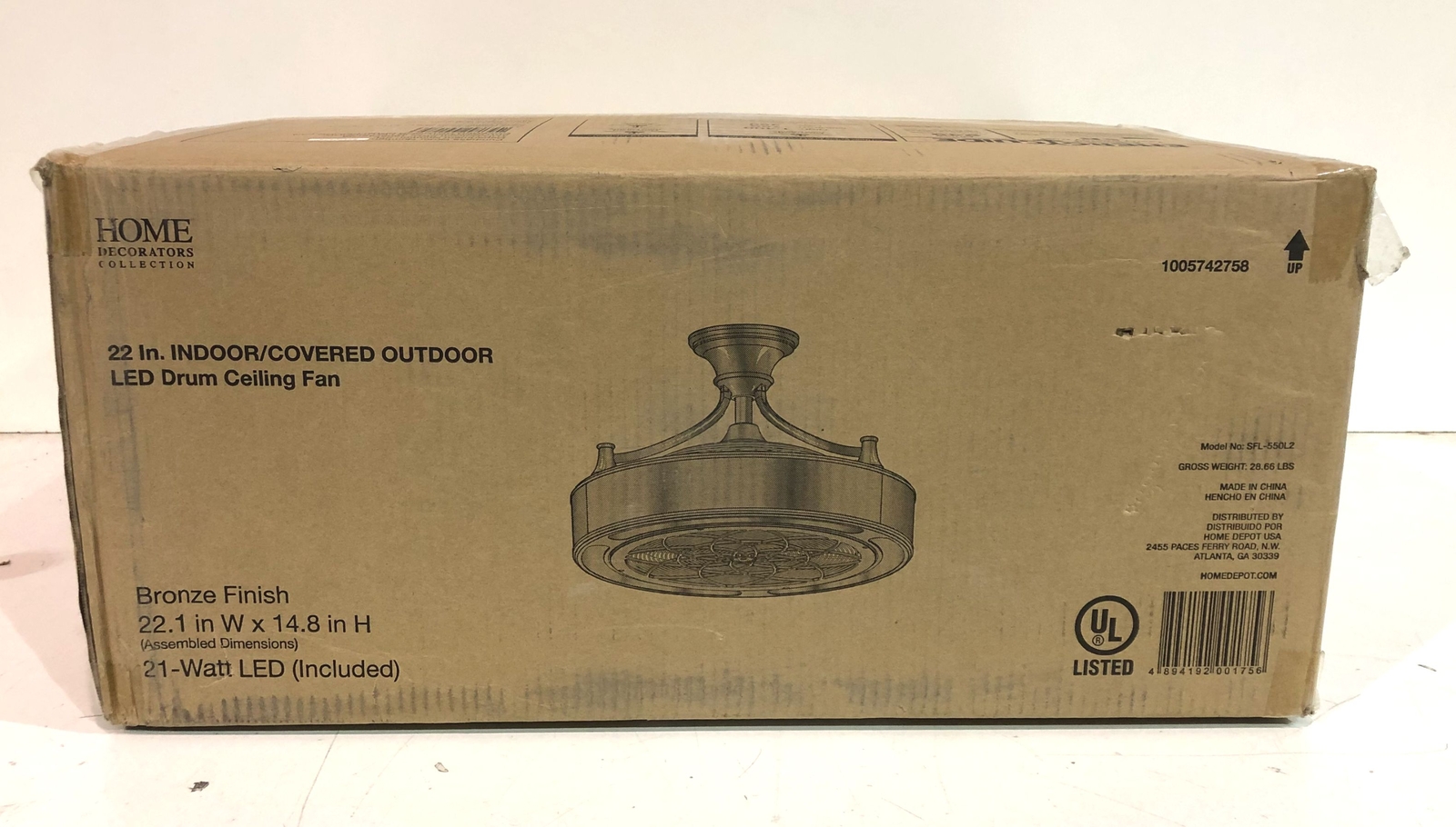 Home Decorators Windara 22" LED Indoor/Covered Outdoor Bronze Ceiling