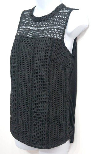 Covington Essentials Black Sleeveless Crochet Tank Top Blouse Women's Small - Picture 3 of 4