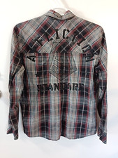 Affliction Plaid Embroidered Shirt Men's Size XL Long Sleeve Button Down Pockets