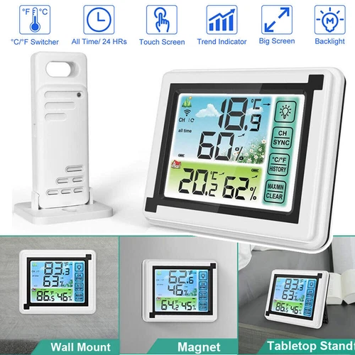 Thermometer Digital LCD Hygrometer Temperature Humidity Meter Indoor/Outdoor - Picture 1 of 11