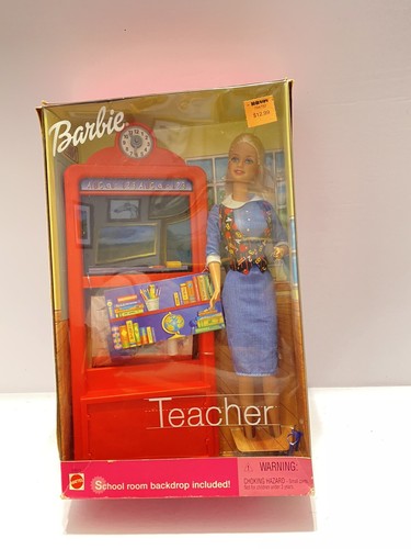 Teacher Barbie Doll 2000 With Chalkboard And School Room Backdrop Mattel NRFB