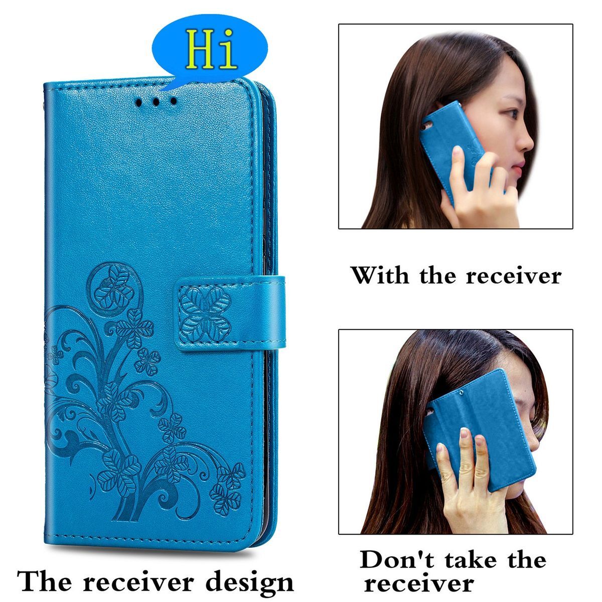 Custodia Portafoglio Con Fiori Per Xiaomi 12 Pro – Pelle PU Blu Con 8 Slot Carte E Cerniera – Cover Con Supporto Magnetico