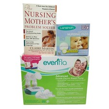 Evenflo 2951 Advanced Double Electric Breast Pump Power Supply Pads Book Bundle