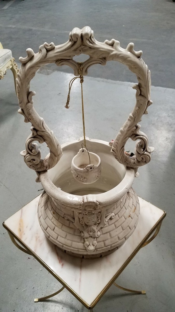 Very RARE VINTAGE extra Large CAPODIMONTE WISHING WELL 20 in tall