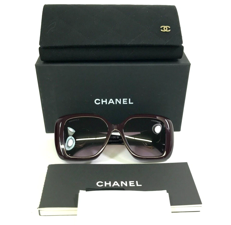 Gafas de sol Chanel 5518-A c.1461/S1 oro borgoña monturas de ajuste asiático con broche corazones Foto 2 de 4