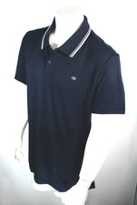 CALVIN KLEIN Men's M Navy / Stitched CK Logo 100 Cotton Athletic Fit Polo Shirt