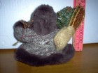 Vintage snow man with fur coat and snowshoes. 6" tall — photo 3