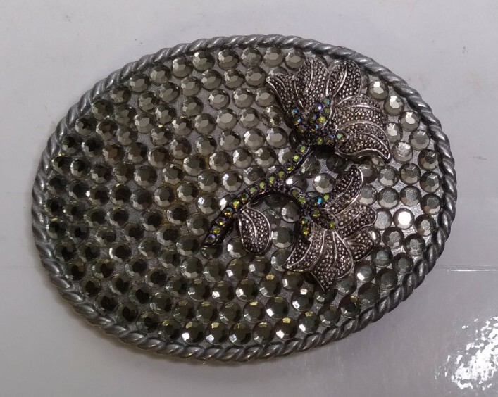 Silver Bright Rhinestones Flower With Hematite Theme Belt  display picture 2