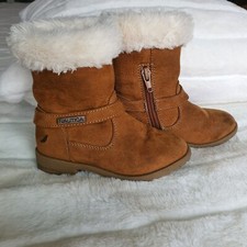 Nautica Girls Toddler Cosima Boots Vegan Leather  Faux Fur Trim Size 8