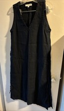 Ines De La Fressange Paris Uniqlo Linen V-neck Sleeveless Dress Dark Blue/Medium