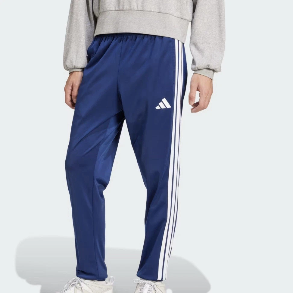adidas men XL 3-Stripe Tricot Blue Tapered Track Pants Joggers Pocket JI8812 New