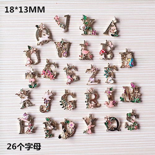 Ciondolo 26 lettere A-Z lettera inglese smalto charms fai da te giardino fiaba - Foto 5 di 8