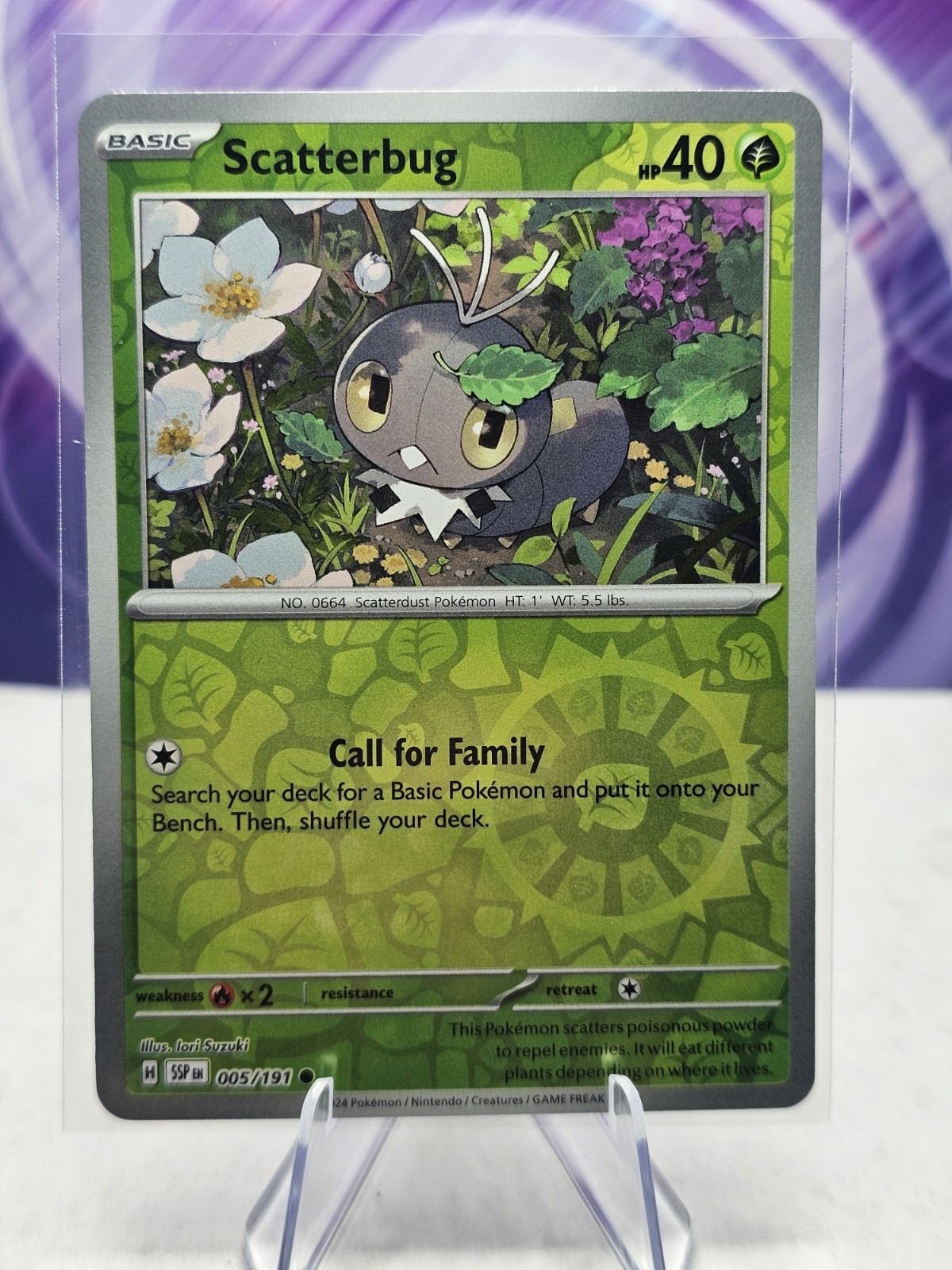 Scatterbug 005/191 Sv08: Surging Sparks Reverse Holo pokemon card NM