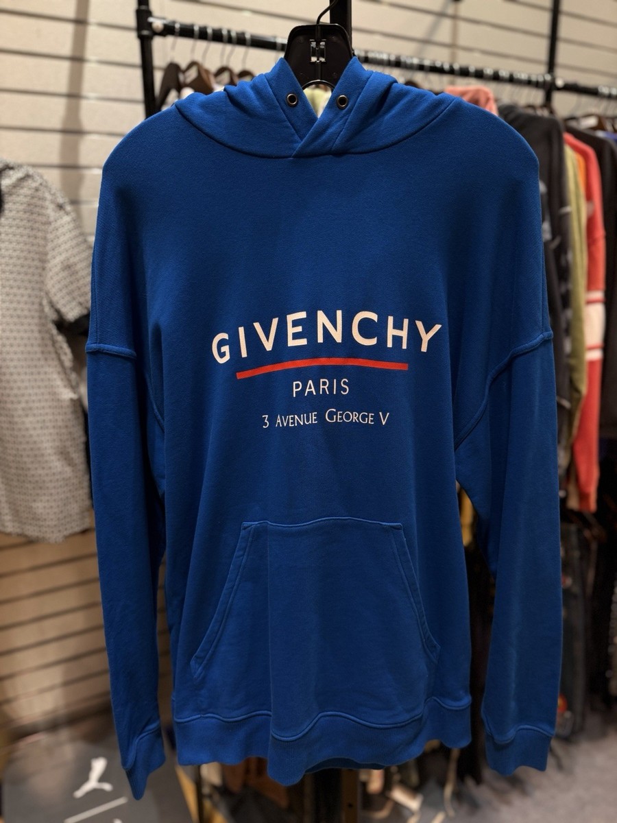 Size M - Givenchy Men's Blue Logo- Print Hoodie Sweatshirt 100