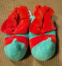 Elf Slippers New Adult Xmas Slip On Mens 7 Womens 8.5-9 Red  Green NWT See 