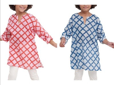 Roberta Roller Rabbit Jemina Kurta für Mädchen Cover-Up Blau 100% Baumwolle Neu