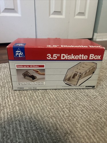 PC Accessories 40 Disk 3.5" Floppy Diskette Storage Case Box w/Dividers Beige - Afbeelding 2 van 7