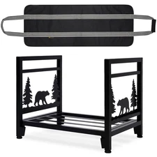 Firewood Carrier with Log Bag Indoor/Outdoor Wood Storage Rack - Heavy Duty S...