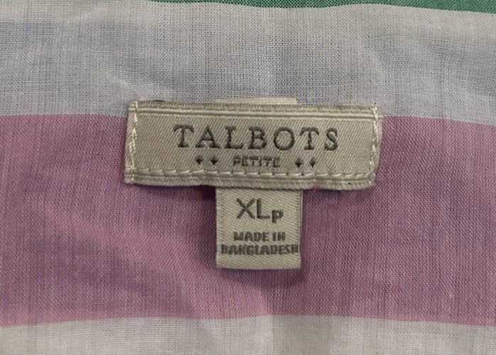 Talbots Womens Size XLP Petite Beach Club Striped Popover Top Long Sleeve Cotton - Image 2 of 4