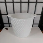 Vintage Anchor Hocking Milk Glass Hobnail Ice Bucket 6.5" Diameter 6" Tall
