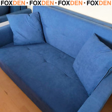 2 Seater Sofa Bed with 2 Cushions Hidden Storage Pull Out Convertible Bed - Blue