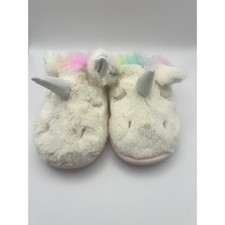 Cat Jack Unicorn Slippers Kids Size S 13/1 Rainbow Faux Fur Plush Slip On Girl