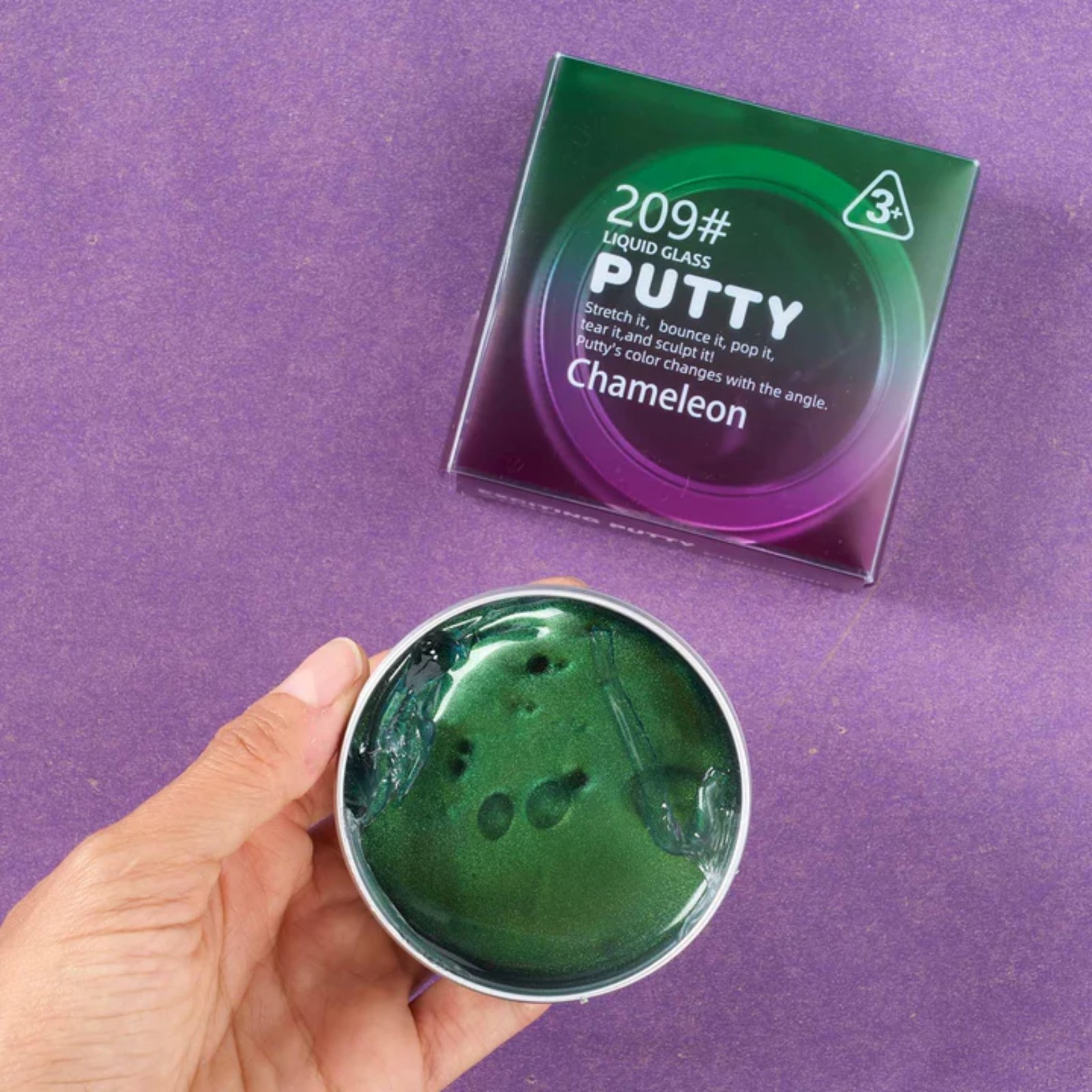 5-Pack Liquid Glass Putty Set – Reactive, UV, Chameleon, Glow, Super Stretch Toy